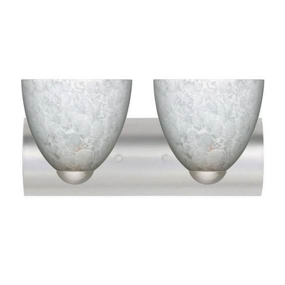2WZ-757219-SN Besa Lighting Sasha II-Two Light Bath Vanity-14.5 Inches Wide by 7.13 Inches High-Satin Nickel Finish-Carrera Glass Color-Incandescent