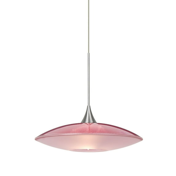 1XT-6294RD-LED-SN-Besa Lighting-Spazio-One Light Cord Pendant with Flat Canopy-8.75 Inches Wide by 2.5 Inches High-Satin Nickel Finish-Red/Frost Glass