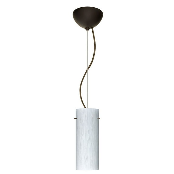 1KX-412319-LED-BR-Besa Lighting-Stilo 10-One Light Cord Pendant with Flat Canopy-4 Inches Wide by 10 Inches High-Bronze Finish-Carrera Glass Color-LED