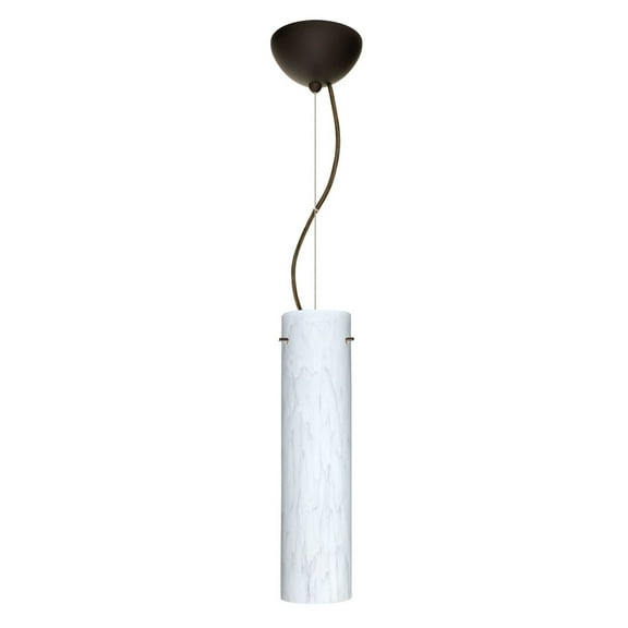 1KX-722419-BR-Besa Lighting-Stilo 16-One Light Cord Pendant with Flat Canopy-4 Inches Wide by 16 Inches High-Bronze Finish-Carrera Glass