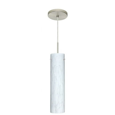 1JT-722419-LED-SN-Besa Lighting-Stilo 16-One Light Cord Pendant with Flat Canopy-4 Inches Wide by 16 Inches High-Satin Nickel Finish-Carrera Glass