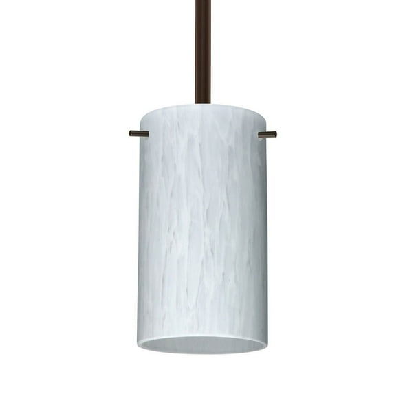 1TT-440419-BR-Besa Lighting-Stilo 7 - 1 Light Stem Pendant In Contemporary Style-7 Inches Tall and 4 Inches Wide-Bronze Finish-Carrera Glass