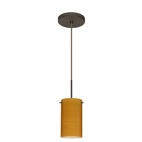 1BT-4404OK-BR-Besa Lighting-Stilo 7-One Light Cord Pendant with Flat Canopy-4 Inches Wide by 7 Inches High-Bronze Finish-Oak Glass Color-Incandescent
