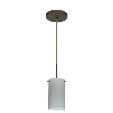 1BT-4404KR-BR-Besa Lighting-Stilo 7-One Light Cord Pendant with Flat Canopy-4 Inches Wide by 7 Inches High-Bronze Finish-Chalk Glass