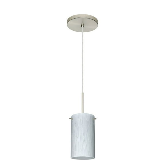 1BT-440407-SN-Besa Lighting-Stilo 7-One Light Cord Pendant with Flat Canopy-4 Inches Wide by 7 Inches High-Satin Nickel Finish-Opal Matte Glass