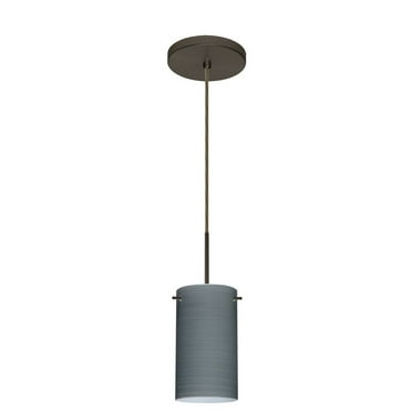 1BT-4404TN-LED-BR-Besa Lighting-Stilo 7-One Light Cord Pendant with Flat Canopy-4 Inches Wide by 7 Inches High-Bronze Finish-Titan Glass Color-LED