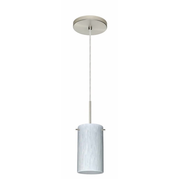 1BT-440407-SN-Besa Lighting-Stilo 7-One Light Cord Pendant with Flat Canopy-4 Inches Wide by 7 Inches High-Satin Nickel Finish-Opal Matte Glass
