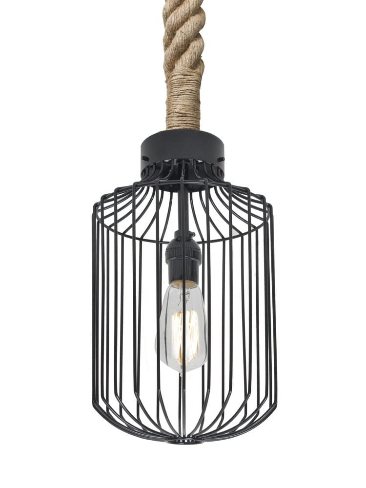 Besa Lighting - Sultana - One Light Cylinder Rope Pendant with Flat ...