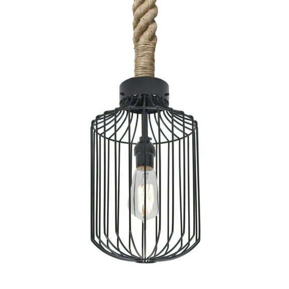 Besa Lighting - Sultana - One Light Cylinder Rope Pendant with Flat Canopy