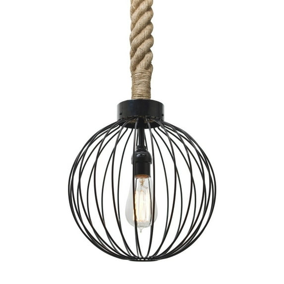 Besa Lighting - Sultana - One Light Globe Rope Pendant with Flat Canopy