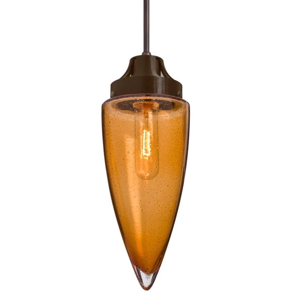 Besa Lighting - Sulu - 1 Light Cord Pendant-Bronze Finish-Amber Bubble Glass