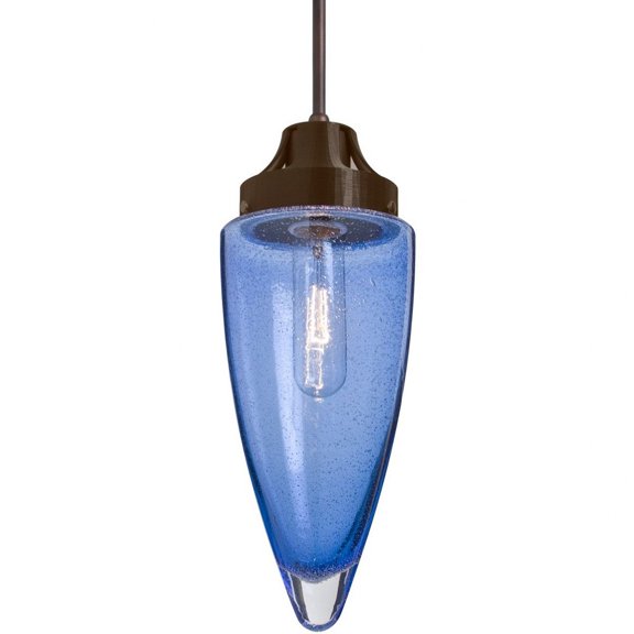 Besa Lighting - Sulu - 1 Light Cord Pendant-Bronze Finish-Blue Bubble Glass