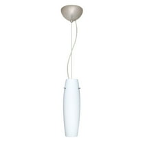 1KX-489707-LED-SN-Besa Lighting-Suzi-One Light Cord Pendant with Flat Canopy-4.25 Inches Wide by 14.5 Inches High-Satin Nickel Finish-Opal Matte Glass
