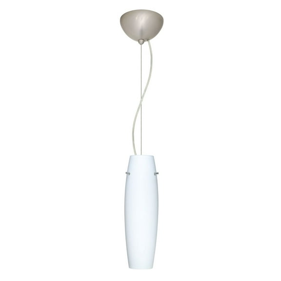 1KX-489707-LED-SN-Besa Lighting-Suzi-One Light Cord Pendant with Flat Canopy-4.25 Inches Wide by 14.5 Inches High-Satin Nickel Finish-Opal Matte Glass