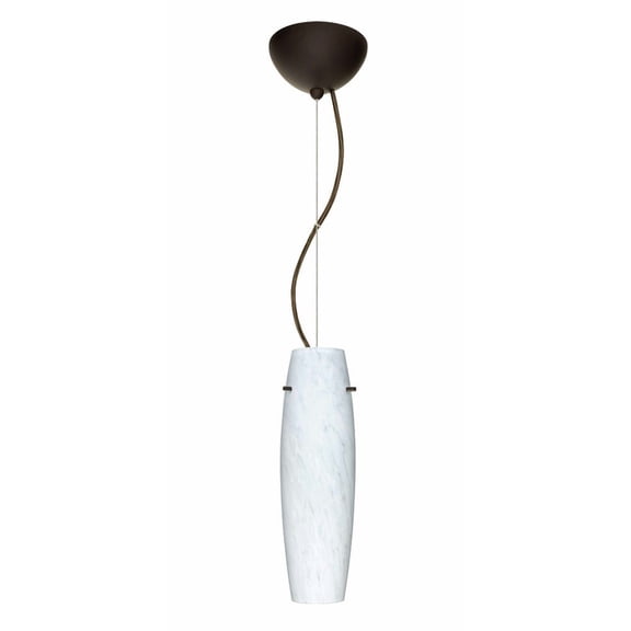 1KX-489719-BR-Besa Lighting-Suzi-One Light Cord Pendant with Flat Canopy-4.25 Inches Wide by 14.5 Inches High-Bronze Finish-Carrera Glass