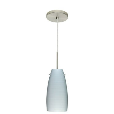 1JT-1512KR-LED-SN-Besa Lighting-Tao 10-One Light Cord Pendant with Flat Canopy-5.13 Inches Wide by 10.75 Inches High-Satin Nickel Finish-Chalk Glass