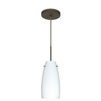1JT-151207-BR-Besa Lighting-Tao 10-One Light Cord Pendant with Flat Canopy-5.13 Inches Wide by 10.75 Inches High-Bronze Finish-Opal Matte Glass