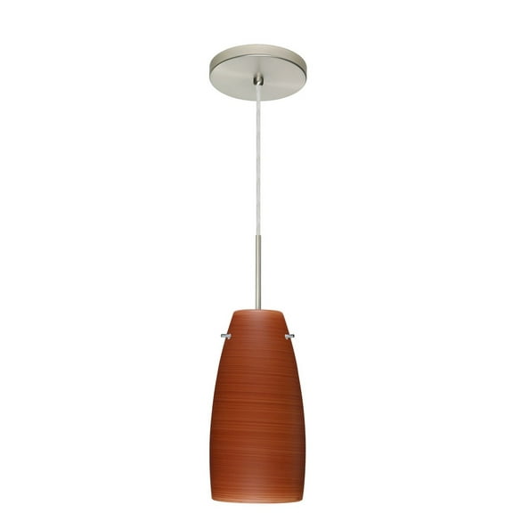 1JT-1512CH-LED-SN-Besa Lighting-Tao 10-One Light Cord Pendant with Flat Canopy-5.13 Inches Wide by 10.75 Inches High-Satin Nickel Finish-Cherry Glass