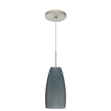1JT-1512TN-LED-SN-Besa Lighting-Tao 10-One Light Cord Pendant with Flat Canopy-5.13 Inches Wide by 10.75 Inches High-Satin Nickel Finish-Titan Glass