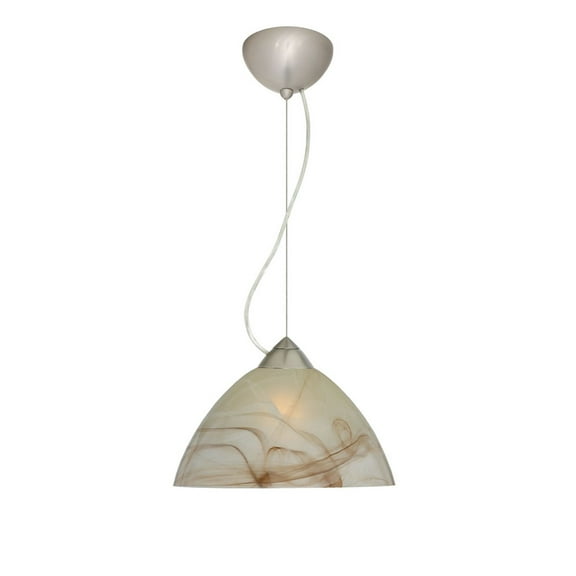 1KX-420183-LED-SN-Besa Lighting-Tessa-One Light Cord Pendant with Flat Canopy-10.5 Inches Wide by 5.5 Inches High-Satin Nickel Finish-Mocha Glass