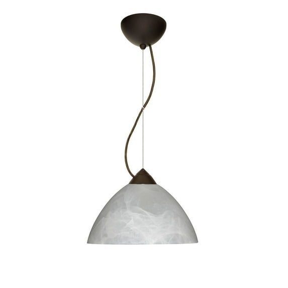 1KX-420152-LED-BR-Besa Lighting-Tessa-One Light Cord Pendant with Flat Canopy-10.5 Inches Wide by 5.5 Inches High-Bronze Finish-Marble Glass Color-LED