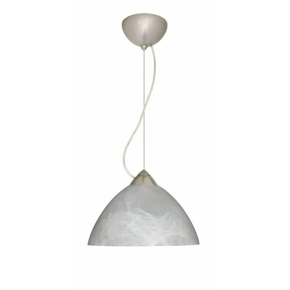 1KX-420152-SN-Besa Lighting-Tessa-One Light Cord Pendant with Flat Canopy-10.5 Inches Wide by 5.5 Inches High-Satin Nickel Finish-Marble Glass