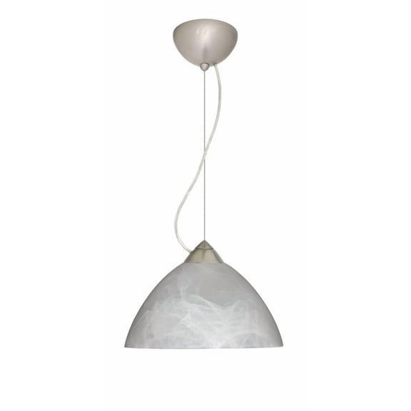 1KX-420107-LED-SN-Besa Lighting-Tessa-One Light Cord Pendant with Flat Canopy-10.5 Inches Wide by 5.5 Inches High-Satin Nickel Finish-White Glass