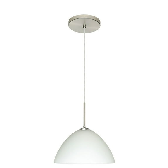 1JT-420107-LED-SN-Besa Lighting-Tessa-One Light Cord Pendant with Flat Canopy-10.5 Inches Wide by 5.5 Inches High-Satin Nickel Finish-White Glass