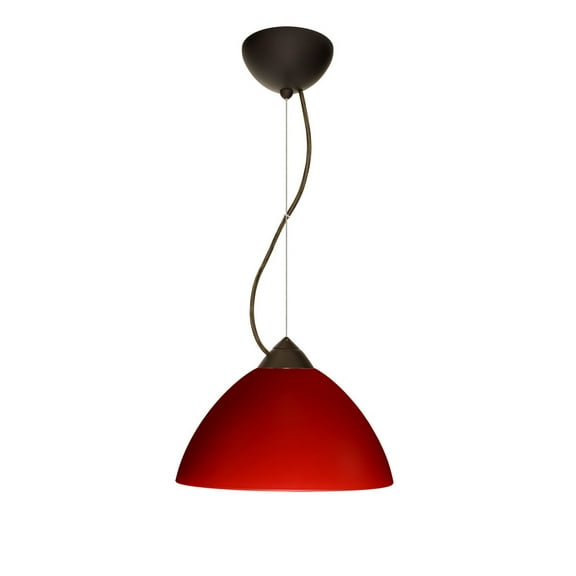 1KX-420131-LED-BR-Besa Lighting-Tessa-One Light Cord Pendant with Flat Canopy-10.5 Inches Wide by 5.5 Inches High-Bronze Finish-Red Matte Glass