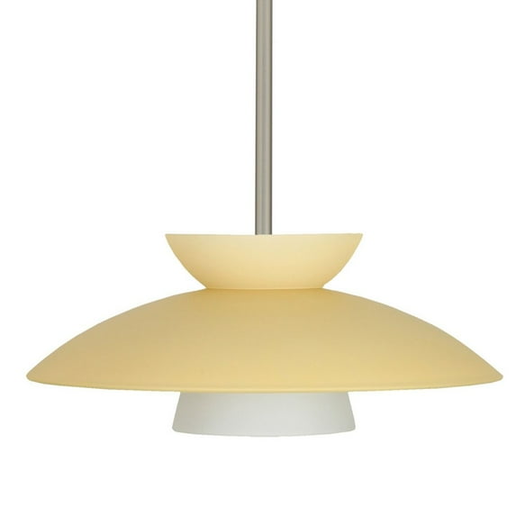 1TT-451397-SN-Besa Lighting-Trilo 15 - 1 Light Stem Pendant In Contemporary Style-6 Inches Tall and 15 Inches Wide-Satin Nickel Finish-Champagne Glass