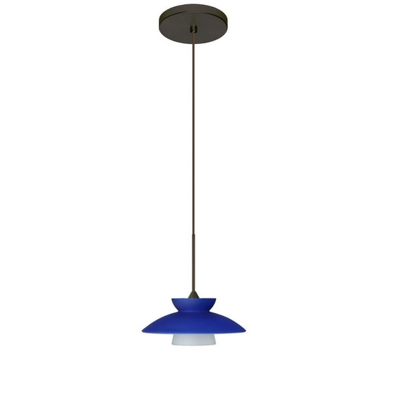 1XT-271823-LED-SN-Besa Lighting-Trilo 7-One Light Cord Pendant with Flat Canopy-7 Inches Wide by 3.13 Inches High-Satin Nickel Finish-Blue Matte Glass