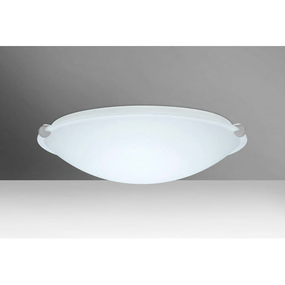968107-LED-SN-Besa Lighting-Trio 16-Two Light Flush Mount-15.75 Inches Wide by 4.75 Inches High-Satin Nickel Finish-White Glass Color-LED Lamping Type
