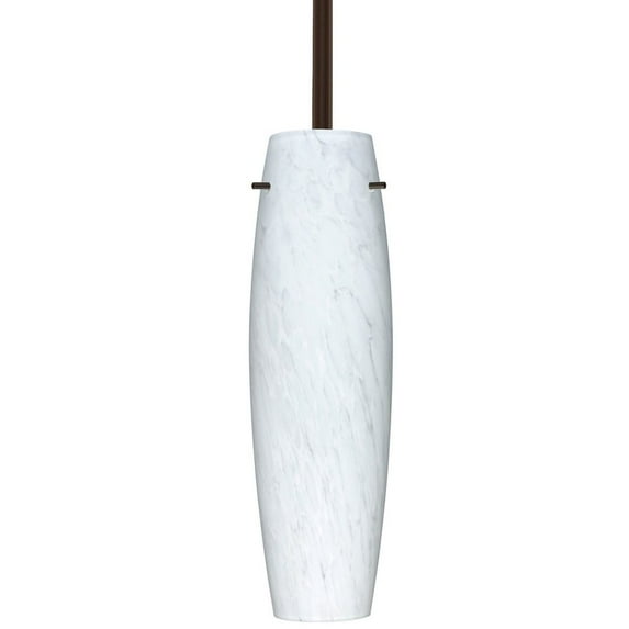 1TT-412119-BR-Besa Lighting-Tu Tu - 1 Light Stem Pendant In Contemporary Style-11.25 Inches Tall and 3.5 Inches Wide-Bronze Finish-Carrera Glass Color