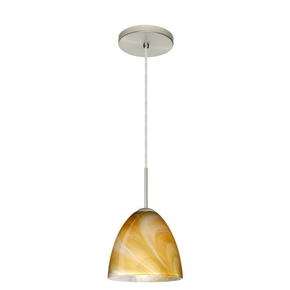 1JT-4470HN-SN-Besa Lighting-Vila-One Light Cord Pendant with Flat Canopy-7 Inches Wide by 6.5 Inches High-Satin Nickel Finish-Honey Glass
