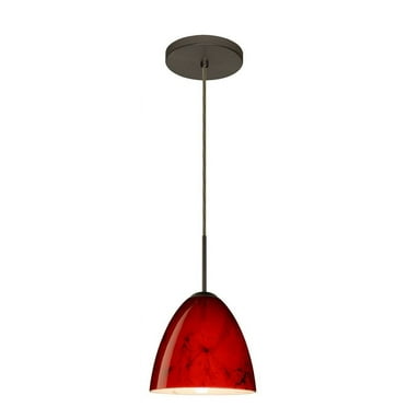 1JT-4470MA-LED-BR-Besa Lighting-Vila-One Light Cord Pendant with Flat Canopy-7 Inches Wide by 6.5 Inches High-Bronze Finish-Magma Glass Color-LED