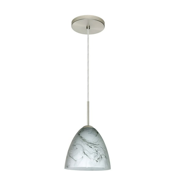 1JT-4470MG-SN-Besa Lighting-Vila-One Light Cord Pendant with Flat Canopy-7 Inches Wide by 6.5 Inches High-Satin Nickel Finish-Marble Grigio Glass