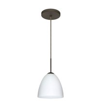 1JT-447007-LED-BR-Besa Lighting-Vila-One Light Cord Pendant with Flat Canopy-7 Inches Wide by 6.5 Inches High-Bronze Finish-Opal Matte Glass Color-LED