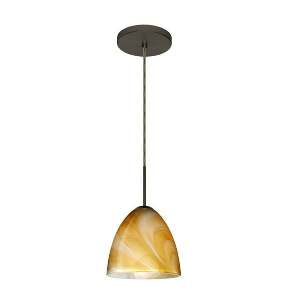 1JT-4470HN-BR-Besa Lighting-Vila-One Light Cord Pendant with Flat Canopy-7 Inches Wide by 6.5 Inches High-Bronze Finish-Honey Glass Color-Incandescent