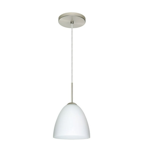 1JT-447007-SN-Besa Lighting-Vila-One Light Cord Pendant with Flat Canopy-7 Inches Wide by 6.5 Inches High-Satin Nickel Finish-Opal Matte Glass