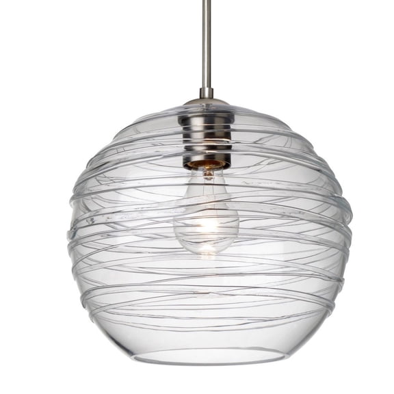 1JT-462761-SN-Besa Lighting-Wave 10 - 1 Light Cord Pendant with Flat Canopy In Contemporary Style-9 Inches Tall and 10 Inches Wide-Satin Nickel