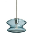 thumbnail image 1 of Besa Lighting - Zen - 1 Light Stem Pendant-Satin Nickel Finish-Blue Bubble Glass, 1 of 1