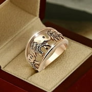 Besaacan Jewelry Clearance！ Gold Elephant Ring for Women Elephant Ring Classic Charm Rings Finger Ring Fashion Hollow Ring Gift for Teen Girls Size 6 10 Ring Gold 10