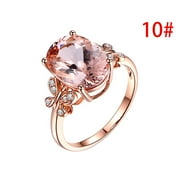 Besaacan Ring Clearance！ Women Natural Morgan Stone Plated 18K Rose Gold and Diamond Ring Jewelry Rose Gold