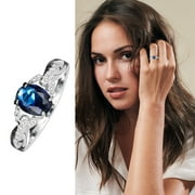 Besaacan Ring on Sale！ Large Saphire Ring, Round Blue Gemstone Ring, Vintage Ring, Diamond Ring, Gift Ring, Peacock Shape, Peacock Ring,Diamond Ring, Big Diamond Ring Jewelry A