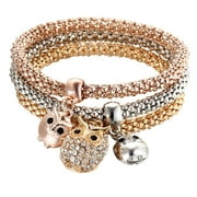 Besaacan gold bracelets for women Clearance！ Charm Women Bracelet Gold Silver Rose Gold Rhinestone Bangle Jewelry Set jewelry I