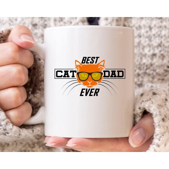 Besat Dad Ever Mug, Funny C1Aoffee Cup For Dads Daddy Papa Father, Cute Fathers Day Gift For C1At Owners C1At Lover Daddies