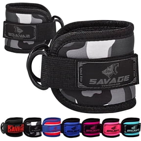 Besavage Cable Machine Ankle Strap, Adjustable Neoprene Gym Ankle Strap for Glute Kickbacks, Leg Extensions and Hip Exercises, Single, Black
