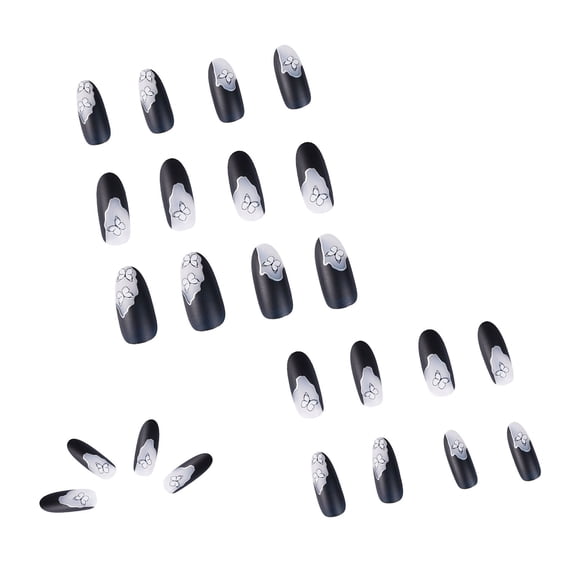 Elainilye 24pcs Diamonds- Long Glossy Coffin Flash Fake Nails Press on Nail False Tips