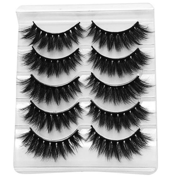 Bescita 5 Pair Handmade Natural False Eyelashes Makeup Natural Fake Thick Black