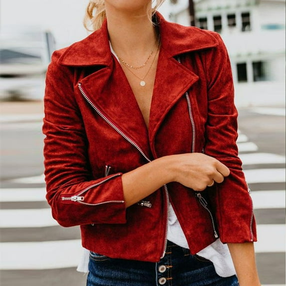 Bescita Womens Winter Ladies Vintage Zipper Bomber Jacket Casual Coat Outwear